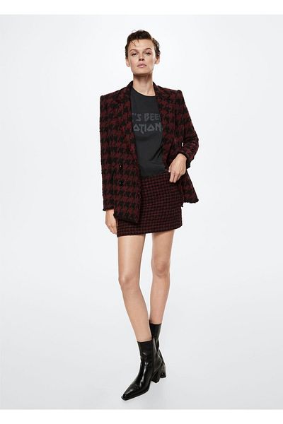 MANGO Woman Fusta Mini - Model Houndstooth