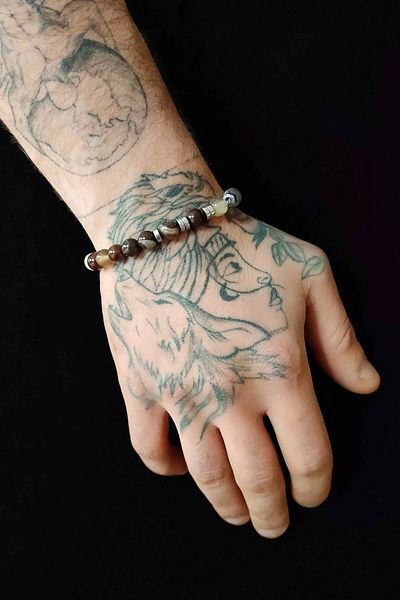 TREND COLLECTİON Original Brown Agate Natural Stone Adjustable Men's Bracelet