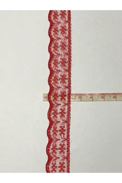 Majestik Tulle Guipure. (scallop) 2.5cm. 4 Meters. Red.