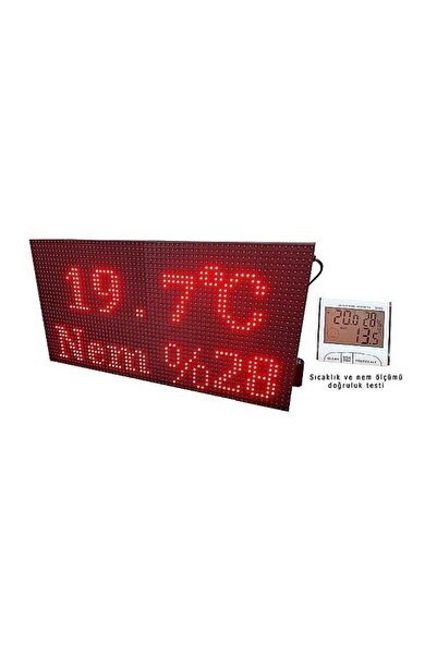 LEDMER 32x64cm Wi-fi Kontrollü Saat Tarih Sıcaklık Nem Göstergesi
