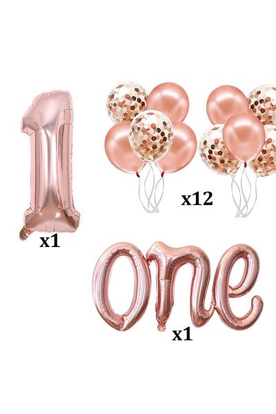 Patladı Gitti Rose Gold 1 Year Birthday Set