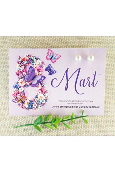 Vera Kurumsal Hediye Kartı 8 Mart Dünya Kadınlar Günü Hediyesi Inci Küpeli - ...