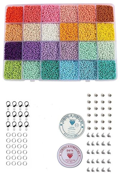 Hobimos 24 Compartment Boxed 06 Sand Beads Jewelry Making Set Handcrafted Hobby Box