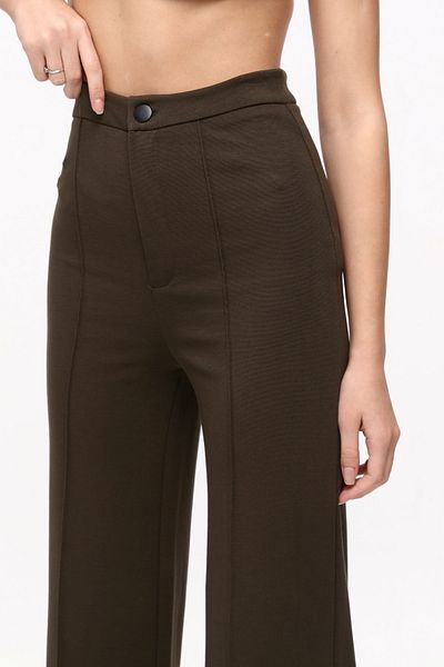 Grenj Fashion Pantaloni cu talie înaltă, cu nasturi în față kaki, cu picior lat, jambiere