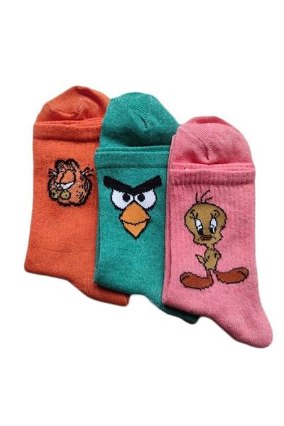 MY MENORA SOCKS 3 чифта колежански чорапи с шарки на герои