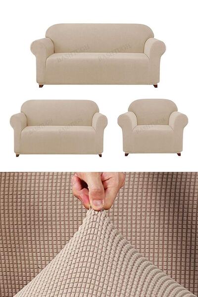 BASHTUGH TİCARET Husa pentru scaun, canapea, pat extensibil, elastică, model Pitikare 3+2+1 Lycraikö321 Set