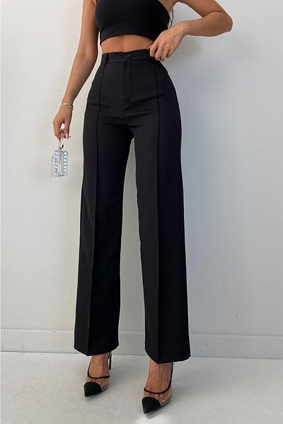Livik Tess Gold Black Chestnut Women's Casual 90's Super High Loose Leg Palazzo Pants