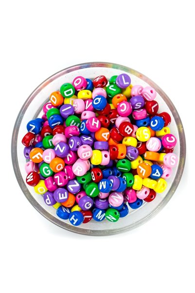yfhobi 25 Gram- 7 Mm Yassı Harf Boncuk, Karışık Renk, Beyaz Renk Harf Boncuk ...