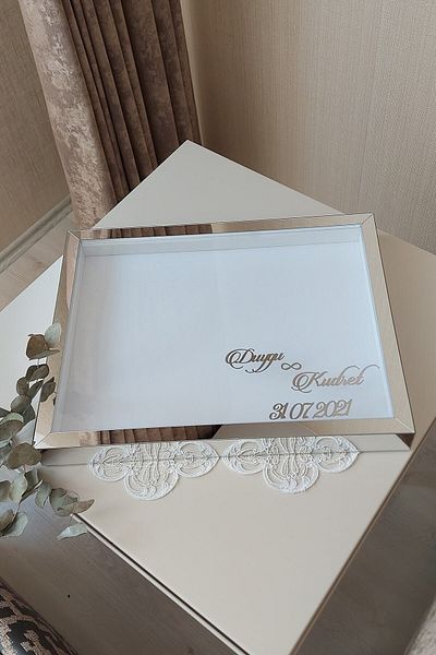 Verda Çerçeve 30x40 Cm Argintiu Plexiglass Model Orizontal Design Rose Box Cadru de memorie! Cadru oglindă!