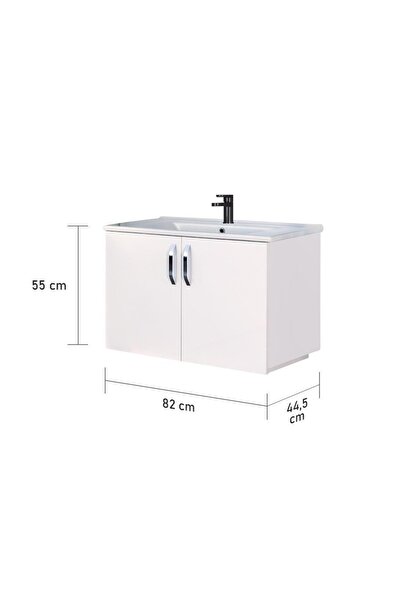 triomodül Asmira Lavabolu Alt Dolap - 82 Cm - Mdflam Parlak Beyaz