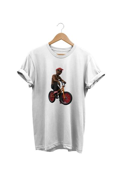 WİDİ Bicikl Štampano beli T-shirt