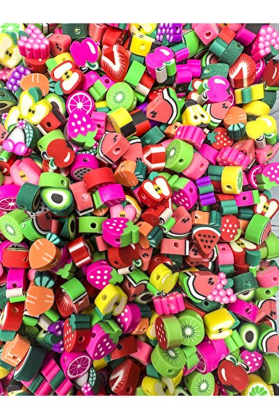 Egem aksesuar Fimo Karışık Meyve Boncuk 10 Mm Takı Yapım Malzemesi Meyve Figü...