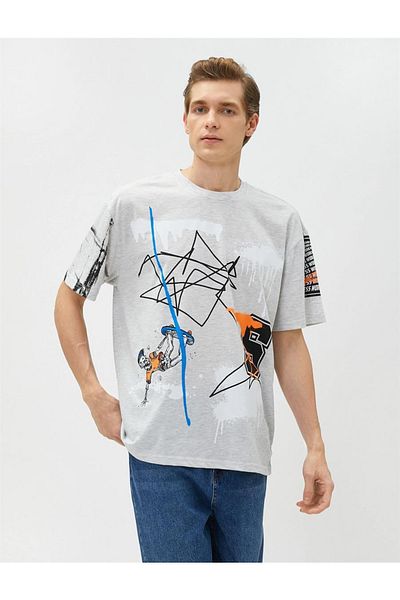 Koton 3sam10091hk 19f Grau gemustertes Herren-T-Shirt