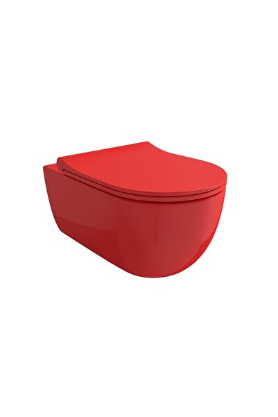 Bocchi V-tondo Asma Klozet Parlak Kırmızı Kapak Dahil 1416-019-0128