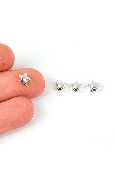 yfhobi 10 Adet - 6 Mm, Yıldız Desenli Metal Uç, Ortadan Delik Zamak Ara Parça...