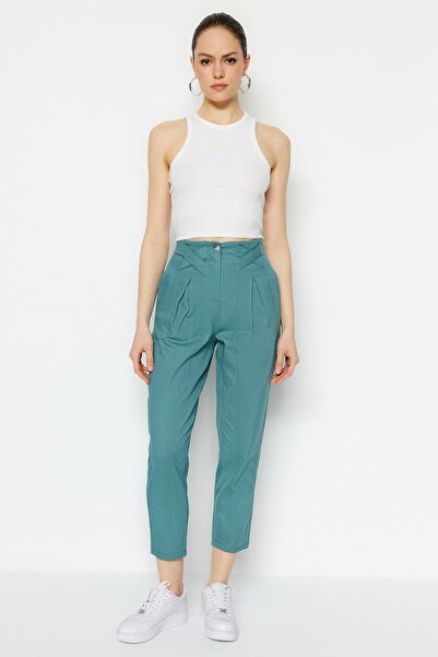 Trendyol Collection Бензинові бавовняні морквяні ткані штани TWOAW22PL0342