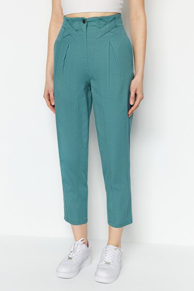 Trendyol Collection Бензинові бавовняні морквяні ткані штани TWOAW22PL0342