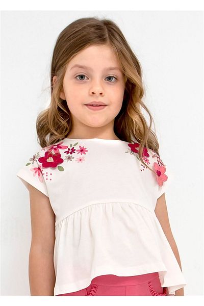 MAYORAL Tricou cu mânecă scurtă pentru fete alb/fucsia 3059