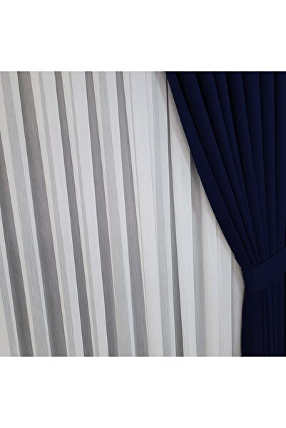 Yuka Diamond Double Wing Dark Navy Blue Velvet Textured Medium Pleated Plain Island Background Curtain Plain 90 X 260