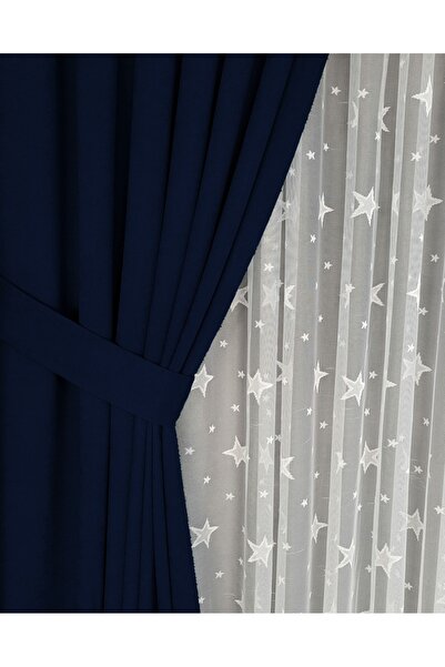 Yuka Diamond Double Wing Dark Navy Blue Velvet Textured Closely Pleated Plain Island Background Curtain Plain 80 X 270