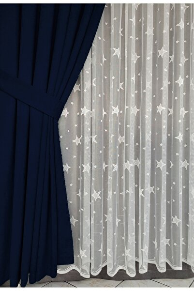 Yuka Diamond Double Wing Dark Navy Blue Velvet Textured Closely Pleated Plain Island Background Curtain Plain 80 X 270