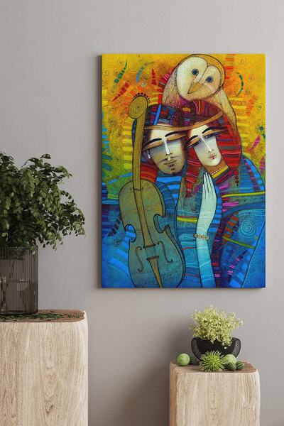 İP&KA KURU ÇİÇEKÇİLİK Girl Playing Violin Oil Painting Look Canvas Painting