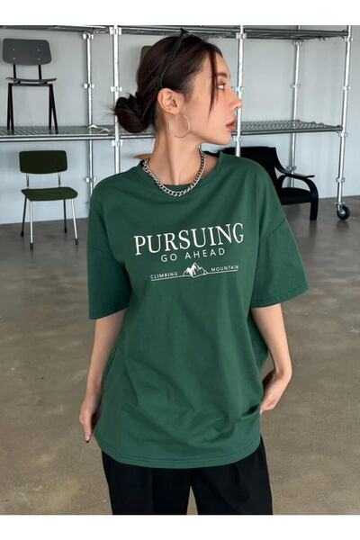 AFROGİYİM Women's Go Ahead Printed Oversize T-shirt