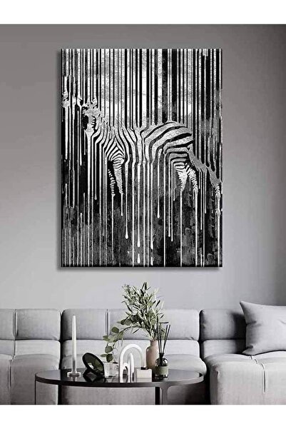 Voovart Gümüş Zebra Dekoratif Kanvas Tablo - Voov2009