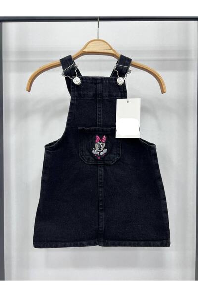 Pink Hippo Kids Kız Çocuk Minnie Mouse Nakışlı Denim Jile Elbise