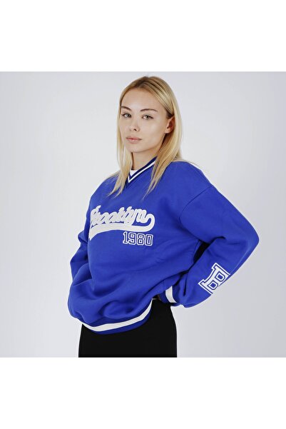 Shivi Fashion Kadın Oversize Içi Polarlı Baskılı V Yaka Sweatshirt