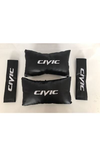 ŞENYILDIZ AKSESUAR Honda Civic Nakışlı Deri 1 Çift Boyun Yastık Ve 1 Çift Kem...
