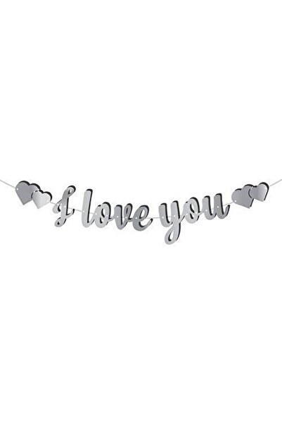 TREND Mini Party Store Calligraphy Banner Silver I Love You