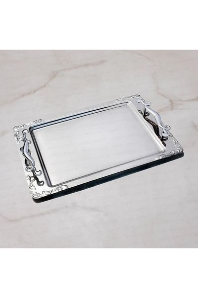Nehir Lalezar 2 Liter Stainless Steel Tray Tea and Coffee Tray - Serving Tray 2 Sizes