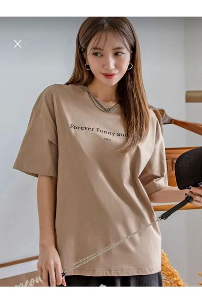 AFROGİYİM Γυναικείο μπλουζάκι Forever Funny And Rich Printed Oversize