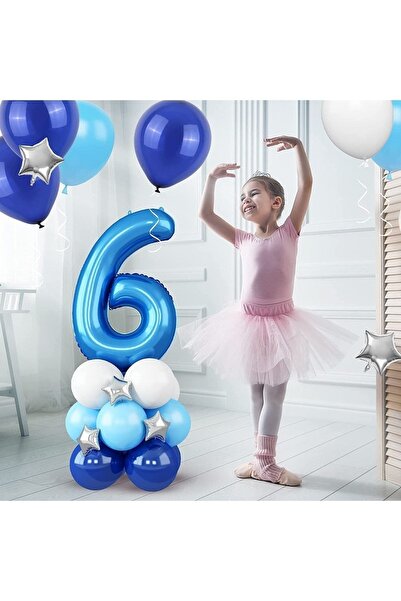 BEST PARTİ DOĞUM GÜNÜ PARTİ SÜSLERİ Blue Number Balloon Welcome Set with Age ...