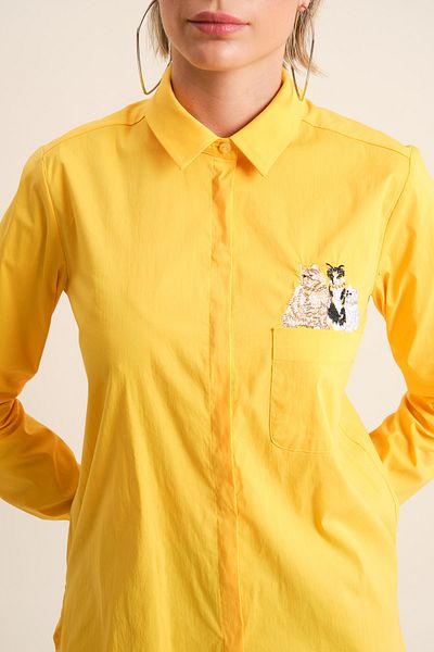 VERDA Cat Label Detailed Shirt