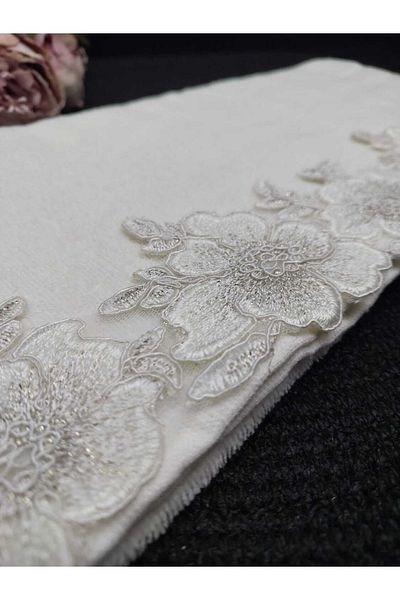 Çeyiz Bahçesi Gülden Velvet Cream Πετσέτα Χεριών και Προσώπου 50/90εκ