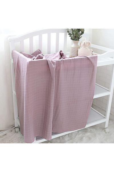 Tinybabyconcept بطانية أطفال ناعمة عضوية 100% من القطن العضوي بطبقة واحدة من الموسلين لون أرجواني 110 × 110 سم