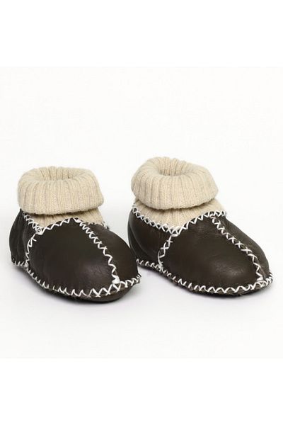 Angeltouch Baby Booties - Orange Leather, Luxury Anthracite