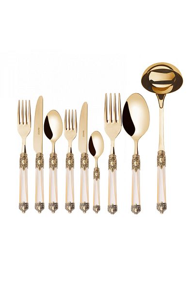Mikasa Moor Bugatti Gallery Gold 75 Piece Fork Spoon Knife Set