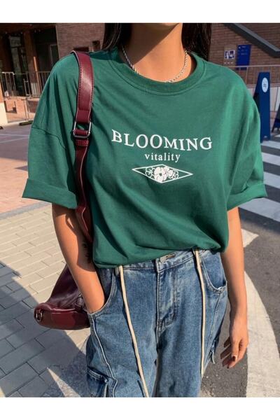 AFROGİYİM Women's Blooming Printed Oversize T-shirt