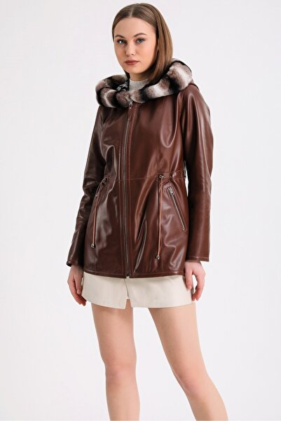 Leather Club Kahve Çift Taraflı Rex Aksesuarlı Deri Kaban