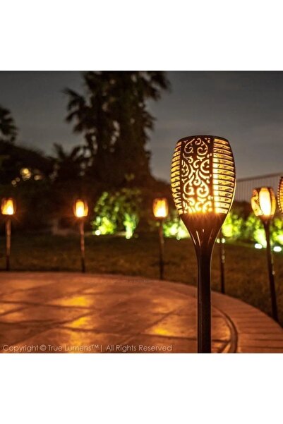 3Pcs Solar Led Solar Garden Lawn Lighting Torch Lamp with Flame Effect 50cm