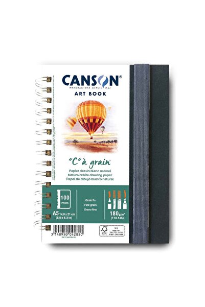 Canson Ca Grain Art Book Sert Kapaklı Spiralli Çok Amaçlı Çizim Defteri 14,8x...