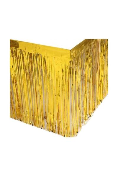 Parti Station Metallized Table Skirt with Gold Tassels