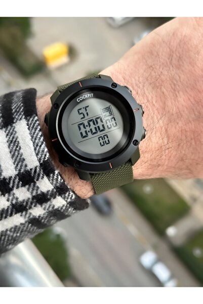 Cockpit Brand Water Resist, Alarm, Illuminated, Black Silicone Band Sports Men's Wristwatch