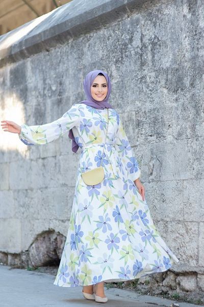Trend Marfa Φόρεμα Hijab Oversize με στάμπα λουλουδιών