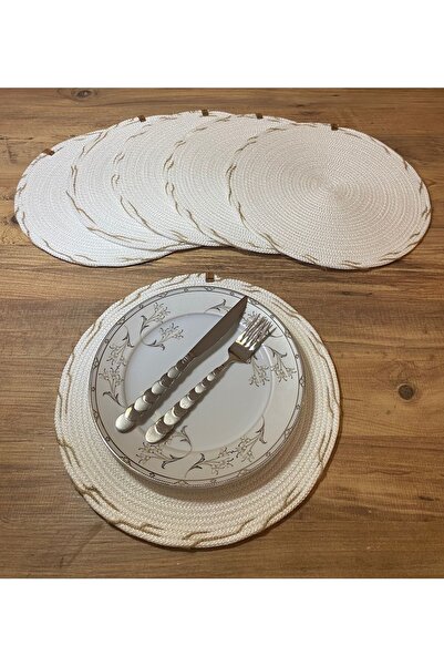 AYŞE SERHOŞOĞLU HOME DESİGN 6 Pieces Placemat, Charger Set, Plate Mat, Silicone-Free, Machine Stitched