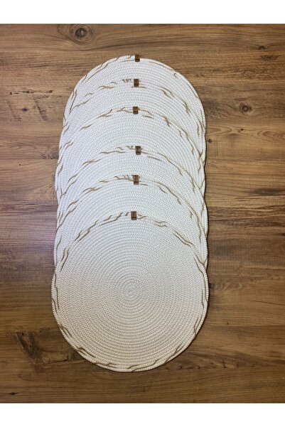 AYŞE SERHOŞOĞLU HOME DESİGN 6 Pieces Placemat, Charger Set, Plate Mat, Silicone-Free, Machine Stitched