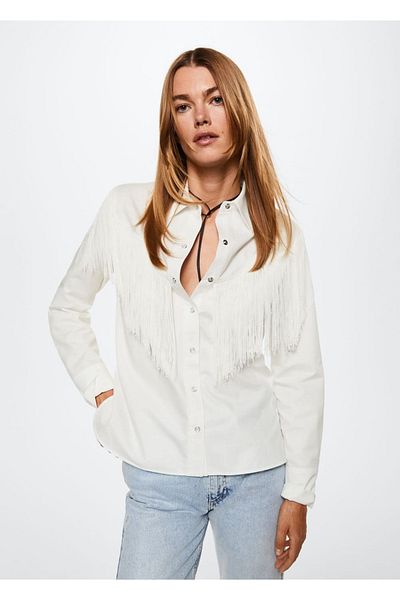 MANGO Woman Cămașă cu ciucuri
